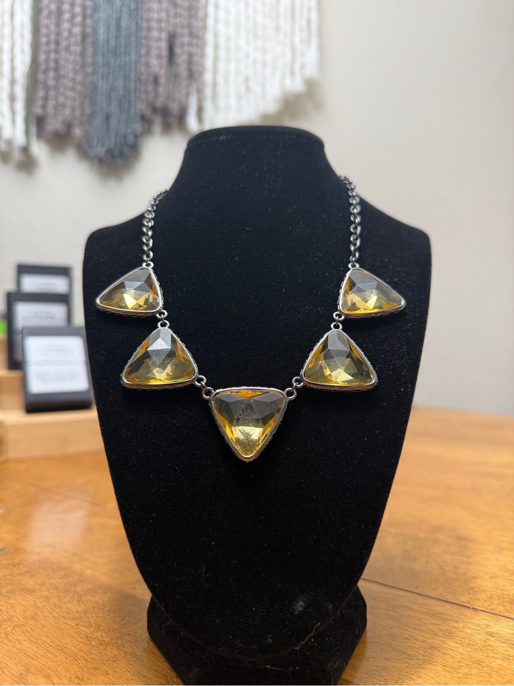 Yellow Triangle Crystal Statement Necklace - Women Jewelry